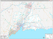 South Central Connecticut Wall Map Premium Style